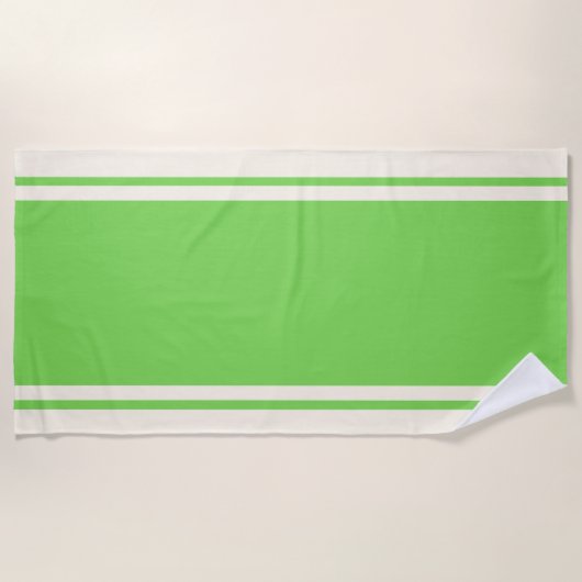 Strandhanddoek Coastal Stripe - Lime & Crème Strandlaken (Voorkant)
