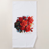 Strandhanddoek - De Rode Rozen Kunstwerk Strandlaken (Voorkant)