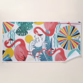 Strandhanddoek "Flamingo Roze" Strandlaken (Voorkant)