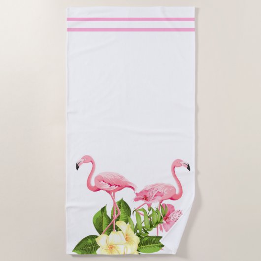 Strandhanddoek-Flamingo Strandhanddoek Strandlaken (Voorkant)