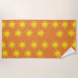 Strandhanddoek in zon oranje geel strandlaken