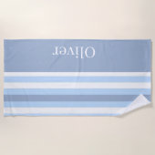 Strandhanddoek lente blauw & wit gestreept strandlaken (Voorkant)