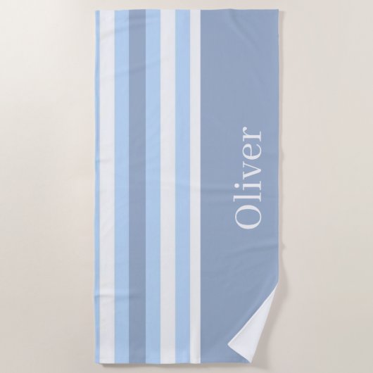 Strandhanddoek lente blauw & wit gestreept strandlaken (Voorkant)