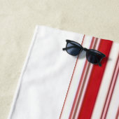 Strandhanddoek lente rood & wit gestreept strandlaken (In situ)