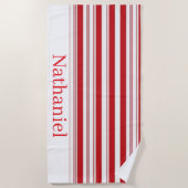 Strandhanddoek lente rood & wit gestreept strandlaken (Voorkant)