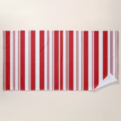 Strandhanddoek lente rood & wit gestreept strandlaken (Voorkant)