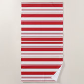 Strandhanddoek lente rood & wit gestreept strandlaken (Voorkant)