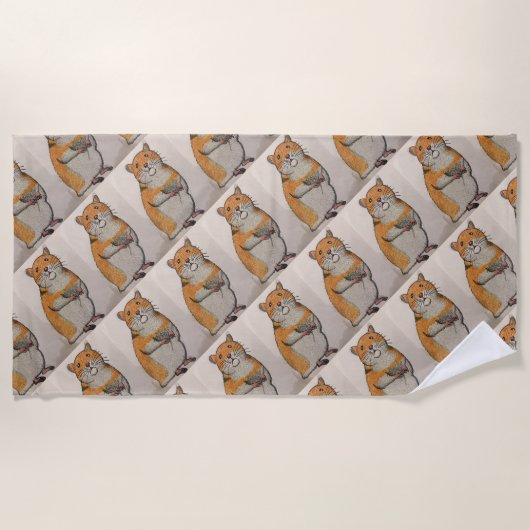 Strandhanddoek met gele hamster strandlaken (Voorkant)