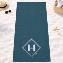 Strandhanddoek | Moderne geometrische monogram ini Strandlaken