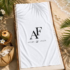 Strandhanddoek | Persoonlijk monogram voor koppel Strandlaken