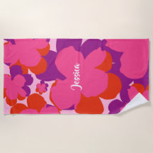Strandhanddoek Popflower roze/paars