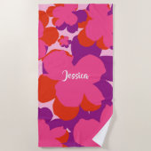 Strandhanddoek Popflower roze/paars Strandlaken (Voorkant)