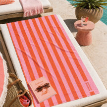 Strandhanddoek | Preppy brede streep koraalroze