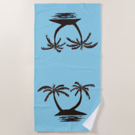 Strandhanddoek - Silhouetten van tropisch eiland Strandlaken