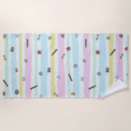 Strandhanddoek – Sport & Strepen Pastel Racen Strandlaken