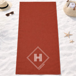 Strandhanddoek | Stijlvolle Geometrische Initiaal  Strandlaken