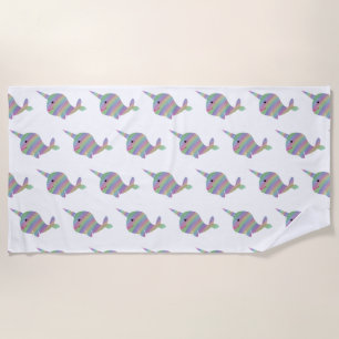 Strandhanddoek van Rainbow Narwhals Strandlaken