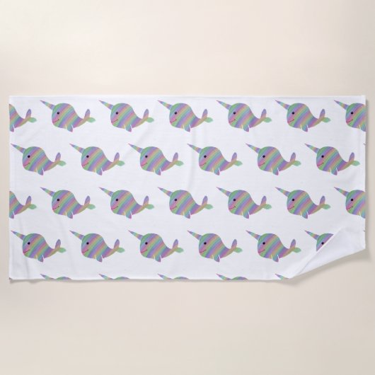Strandhanddoek van Rainbow Narwhals Strandlaken (Voorkant)