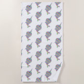 Strandhanddoek van Rainbow Narwhals Strandlaken (Voorkant)