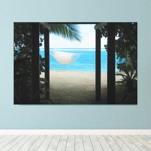 STRANDHANGMAT 32x48 Canvas Afdruk (Insitu (Houten vloer))