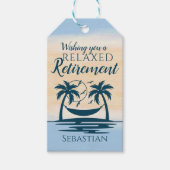 Strandhangmat Palmboom Pensioen Cadeaulabel (Voorkant)