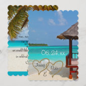 strandharten bruiloft bridal bride groom gasten kaart (Voorkant / Achterkant)