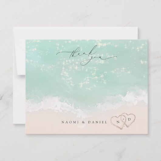 Strandharten Dank u gepersonaliseerde briefpapier Notitiekaartje (Voorkant)