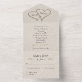 Strandhartjes in zand all in one uitnodiging (Binnen)