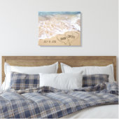 Strandhartjes met oceaangolven canvas afdruk (Insitu (Slaapkamer))