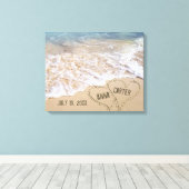 Strandhartjes met oceaangolven canvas afdruk (Insitu (Houten vloer))