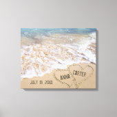 Strandhartjes met oceaangolven canvas afdruk (Voorkant)