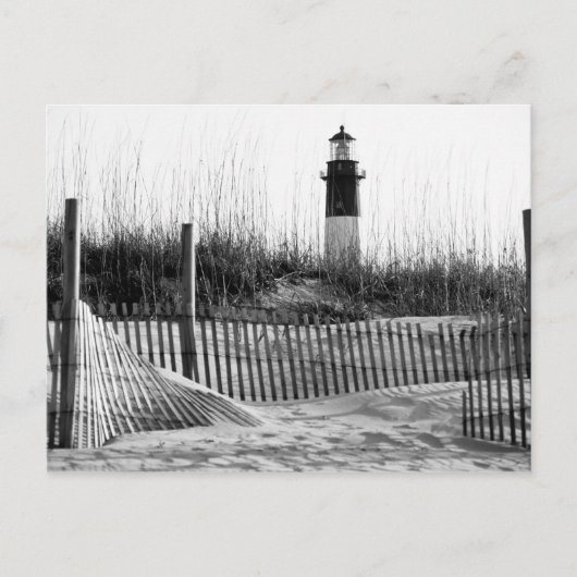 Strandhekken en vuurtoren briefkaart (Voorkant)