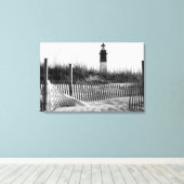Strandhekken en vuurtoren canvas afdruk (Insitu (Houten vloer))