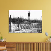 Strandhekken en vuurtoren canvas afdruk (Insitu (Woonkamer))