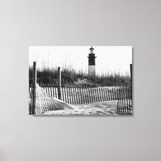 Strandhekken en vuurtoren canvas afdruk (Voorkant)