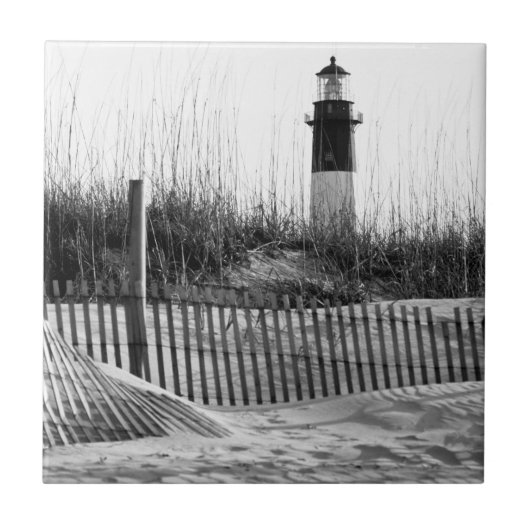 Strandhekken en vuurtoren tegeltje (Voorkant)