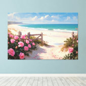 *~* Strandhekken Rozen TV2 Stretched Canvas Print (Insitu (Houten vloer))