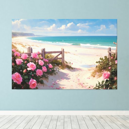 *~* Strandhekken Rozen TV2 Stretched Canvas Print (Insitu (Houten vloer))