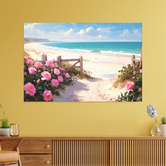 *~* Strandhekken Rozen TV2 Stretched Canvas Print (Insitu (Woonkamer))