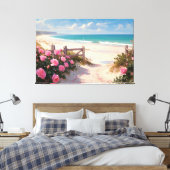 *~* Strandhekken Rozen TV2 Stretched Canvas Print (Insitu (Slaapkamer))