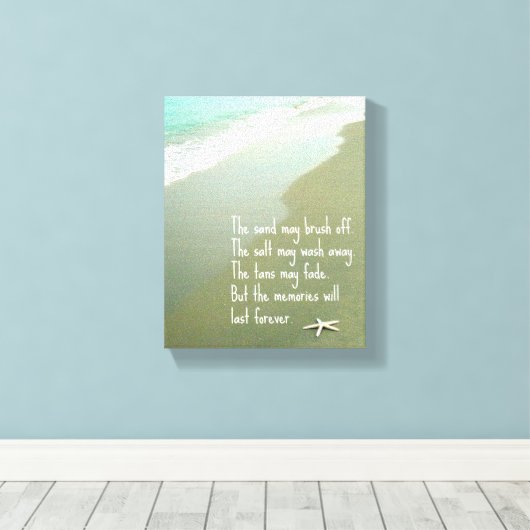 STRANDHERINNERINGEN ZULLEN EEUWIG BLIJVEN CITEREN CANVAS AFDRUK (Insitu (Houten vloer))