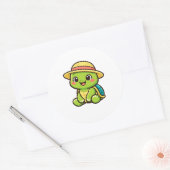 Strandhoed Glimlach Ronde Sticker (Envelop)