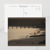 Strandhond bij zonsondergang | Blue Beach Song™-Br Briefkaart (Voorkant / Achterkant)