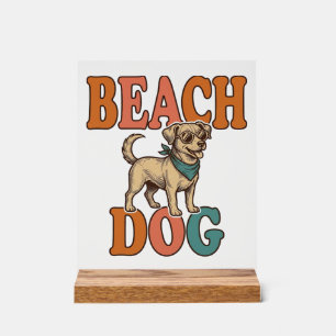 Strandhond Vintage Gravure Grafisch Ontwerp_1 Acryl Bord