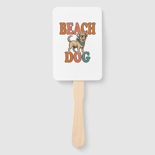 Strandhond Vintage Gravure Grafisch Ontwerp_1 Handwaaier (Voorkant)