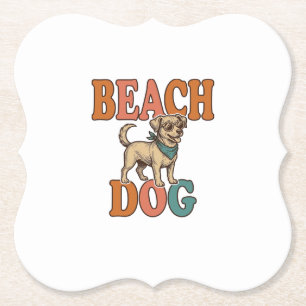 Strandhond Vintage Gravure Grafisch Ontwerp_1 Kartonnen Onderzetters