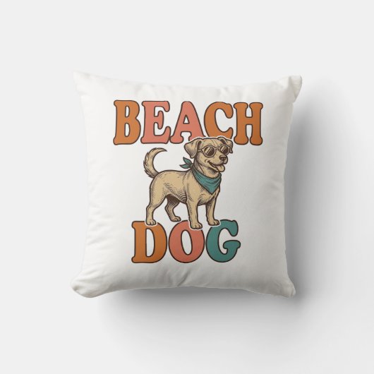 Strandhond Vintage Gravure Grafisch Ontwerp_1 Kussen (Voorkant)