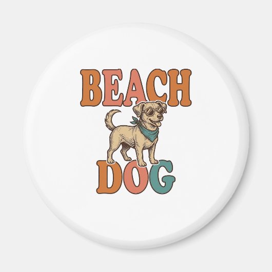 Strandhond Vintage Gravure Grafisch Ontwerp_1 Magneet (Voorkant)