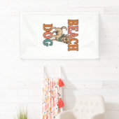 Strandhond Vintage Gravure Grafisch Ontwerp_1 Spandoek (Insitu)