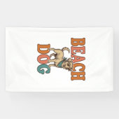 Strandhond Vintage Gravure Grafisch Ontwerp_1 Spandoek (Horizontaal)